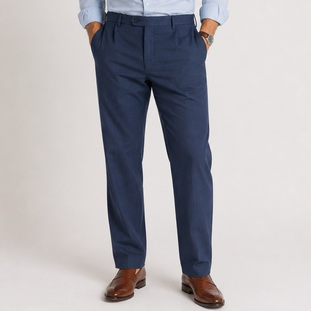 Santorelli Roma Blue Wool Loro Piana Super 110s Dress Pants Mens 42
